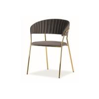 LERA - Chaise glamour salon/bureau/salle à manger - Dimensions : 75x57x52 cm - Tissu vélouté - Cadre
