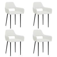 Lot de 4 Chaises de salle à manger Contemporain - Chaise de cuisine Chaise de salon Blanc Tissu Mode