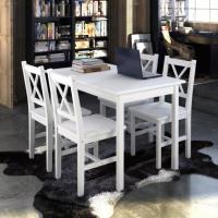 HOT®6921 Ensemble de salle à manger 5 pcs:Table avec chaise Blanc