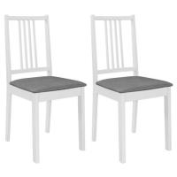 TOP94282 2 pcs Chaises à dîner avec coussins Blanc Bois solide Chaise de salle à manger Chaise de cu