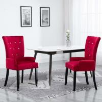 Chaise de salle à manger avec accoudoirs 2 pcs Rouge Velours -HB065