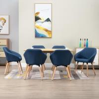 Style Vintage Rétro Chaise de cuisine - Chaises de salle à manger 6 pcs Bleu Tissu Chaise à dîner - 
