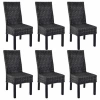 42245Haut de gamme® Lot de 6 Chaises de salle à manger - Chaise à dîner - Robustes - Noir Rotin Kubu