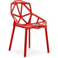 Chaise de salle à manger design Mykonos - PP et métal Rouge 56,5