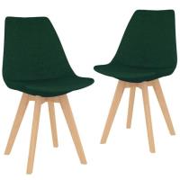 2 x Chaises de salle à manger Professionnel - Chaise de cuisine Chaise Scandinave - Vert foncé Tissu