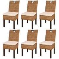 FNCM® Chaise de Salon Scandinave - Lot de 6 Chaises de salle à manger - Chaise à dîner Rotin Kubu Bo