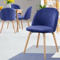 MIADOMODO® Chaise de Salle à Manger en Velours - Lot de 4, Bleu - Chaise Scandinave pour Salon, Cham