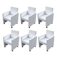 Chaise de salle à manger 6 pcs Cuir artificiel Blanc 58,5 x 65 x 88 cm---PLA