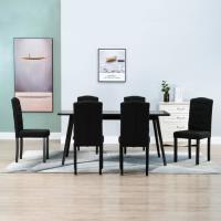 Lot de 6 Chaises de salle à manger - Fauteuil Chaise de cuisine Chaise à dîner - Noir - Tissu *90594