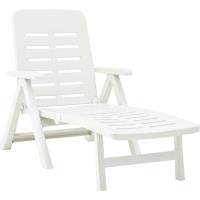 Chaise longue Bains de soleil Fauteuil Relax Transat pliable Plastique Blanc