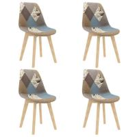 Style Essentiel - Lot de 4 Chaises, Chaise de salle à manger, Salon & Cuisine, Design de patchwork G