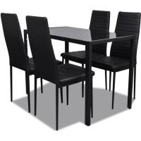 5 pcs Ensemble de table pour salle à manger Ensemble de Table et Chaise noir