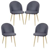 4  Chaise de Salle à Manger en Tissu au Design scandinave - Métal revêtu de tissu gris foncé