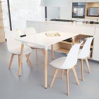 Blanc!!! Table à Manger Style Scandinave + 4X Chaise de salle à manger pieds de table en bois