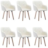 6 x Chaises de salle à manger Haut de gamme - Chaise à dîner - Fauteuil Chaise de salon Crème Tissu 