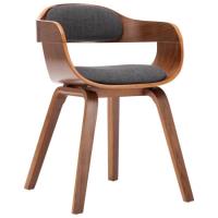 CHARME Chaise de salle à manger Gris foncé Tissu et bois courbé - Meuble Fauteuil Cuisine - Design M