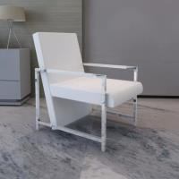Fauteuil Salon JM - Chaise avec pieds chromés Blanc Similicuir 53x69x73cm pour relax-8911