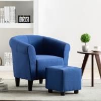 Fauteuil Salon JM - Chaise Bleu Tissu 70x56x66cm pour relax-6723