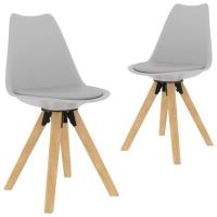 2 x Chaises de salle à manger Professionnel - Chaise de cuisine - Chaise de cuisine Gris PP et bois 
