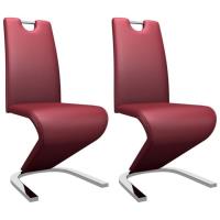 SYM - HOT Chaises à dîner forme de zigzag 2 pcs Rouge bordeaux Similicuir Chaise de salle à manger C