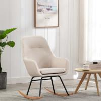 Fauteuil à bascule moderne - Design ergonomique - Chaise de Relax Berçant Crème Tissu#3747
