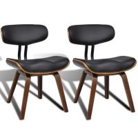 Style Vintage Rétro Chaise de cuisine - Chaises de salle à manger 2 pcs Bois courbé et similicuir - 