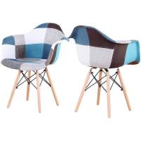 Chaise de Salle à Manger-Lot de 2 Chaise Chaise scandinave Patchwork Style,Tissu de Lin Chaise Desig