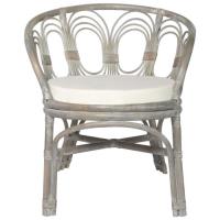 Chaise de salle à manger avec coussin-Chaises de cuisine - 72 x 68 x 76 cm - gris - Rotin naturel et