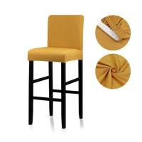 Mustard-Small Size -Housse de chaise élastique en Spandex,couleurs unies,pour tabouret de Bar,à dos 