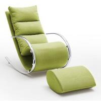 Fauteuil relax YANIS tissu vert anis pouf indépendant structure métal - vert