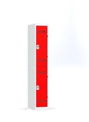 1 colonne 2 cases superposées 50x30x180cm gris/rouge. Pierre Henry