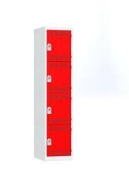 1 colonne 4 cases superposées 50x40x180cm gris/rouge. Pierre Henry