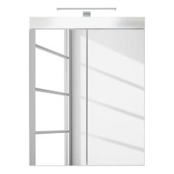 AMANDA - Armoire de toilette murale mélaminé avec bandeau lumineux blanc - 2 portes miroir. L - H - P : 60 - 7