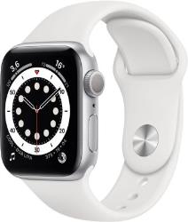 Apple Watch Series 6 GPS, 40mm Boîtier en Aluminium Argent avec Bracelet Sport Blanc