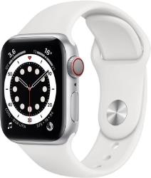 Apple Watch Series 6 GPS + Cellular, 40mm Boîtier en Aluminium Argent avec Bracelet Sport Blanc