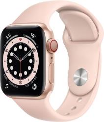 Apple Watch Series 6 GPS + Cellular, 40mm Boîtier en Aluminium Or avec Bracelet Sport Rose des Sables