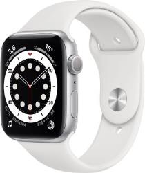 Apple Watch Series 6 GPS, 44mm Boîtier en Aluminium Argent avec Bracelet Sport Blanc