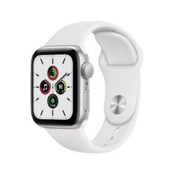Apple Watch SE GPS, 40mm Boîtier en Aluminium Argent avec Bracelet Sport Blanc