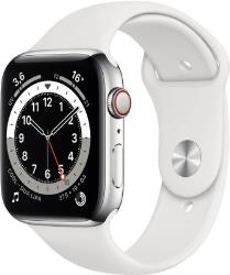 Apple Watch Series 6 GPS + Cellular, 44mm Boîtier en Aluminium Argent avec Bracelet Sport Blanc
