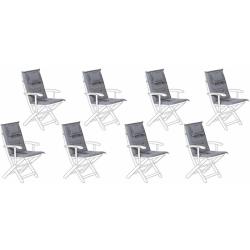 Beliani - Lot de 8 coussins en tissu gris graphite pour chaises de jardin MAUI