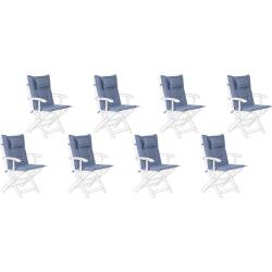 Beliani - Set de 8 coussins en tissu bleu pour chaises de jardin MAUI