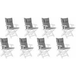 Beliani - Set de 8 coussins en tissu gris pour chaises de jardin MAUI
