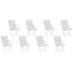 Beliani - Set de 8 coussins en tissu blanc cassé pour chaises de jardin MAUI