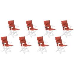 Beliani - Set de 8 coussins en tissu rouge bordeaux pour chaises de jardin MAUI