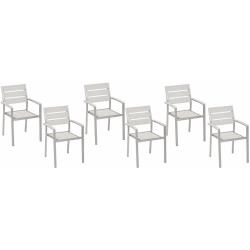 Beliani - 6 chaises de jardin en aluminium et bois synthétique blanc VERNIO