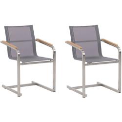 Beliani - Lot de 2 chaises de jardin grises en acier COSOLETO
