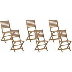 Beliani - Lot de 6 chaises de jardin en bois acacia clair TOLVE