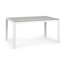 Bilbao Table de jardin 150 x 90 cm Polywood aluminium blanc & gris - Blumfeldt
