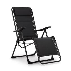 blumfeldt California Dreaming Chaise de jardin transat pliant cadre acier noir