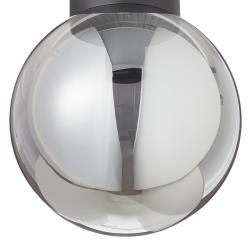 Brilliant plafonnier Astro, verre sphère, gris fumée, 25cm